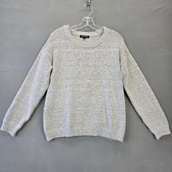 Tint Shadow Gray Sweater Stretch Soft Subtle Polka Dot Long Sleeves Women Size S - Picture 2 of 8